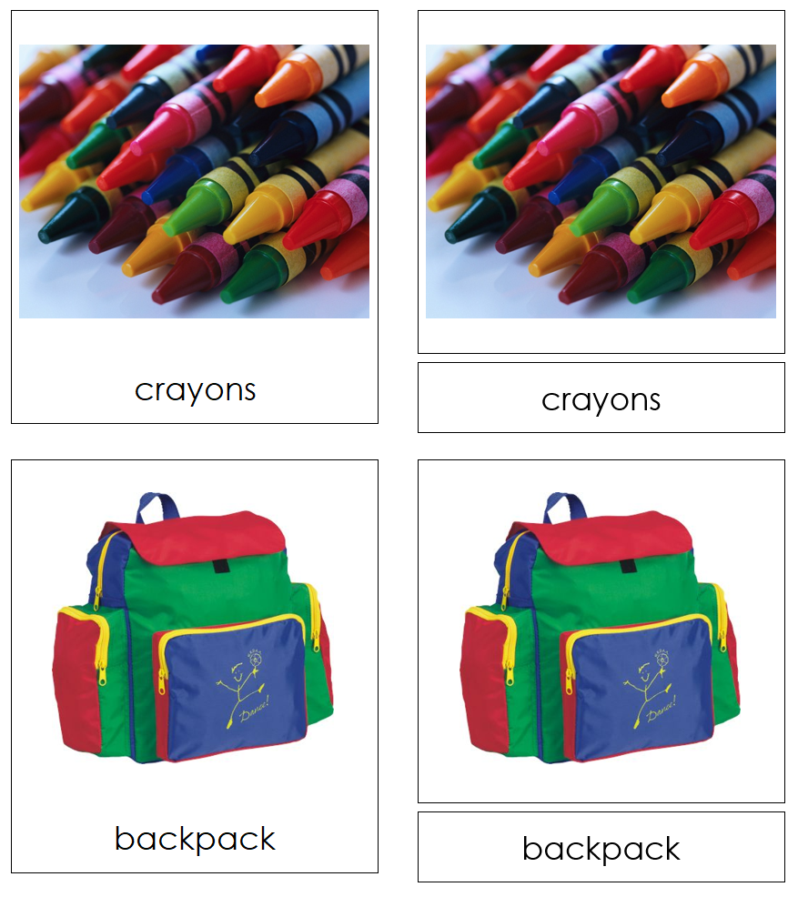 Types of School Items 3-Part Cards by Montessori Print Shop