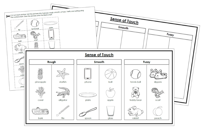 Sense of Touch Sorting Cut & Paste Activity (Set 3) Blackline Masters - Montessori Print Shop Digital Download