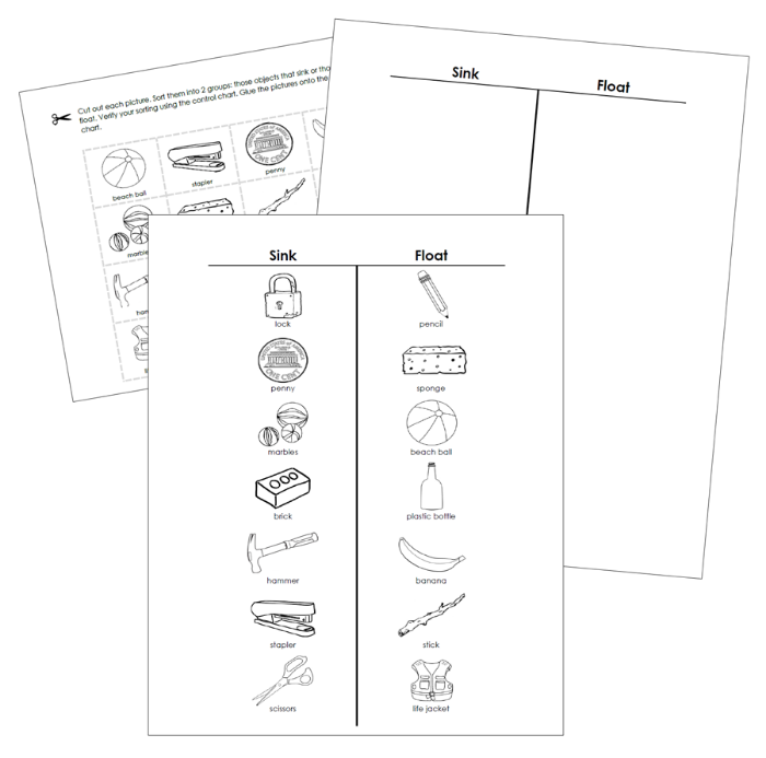 Sink & Float Cut & Paste Activity Blackline Masters - Montessori Print Shop Digital Download