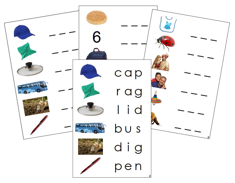 Montessori Step 1: Spelling Cards (photos) - Montessori Print Shop phonics program