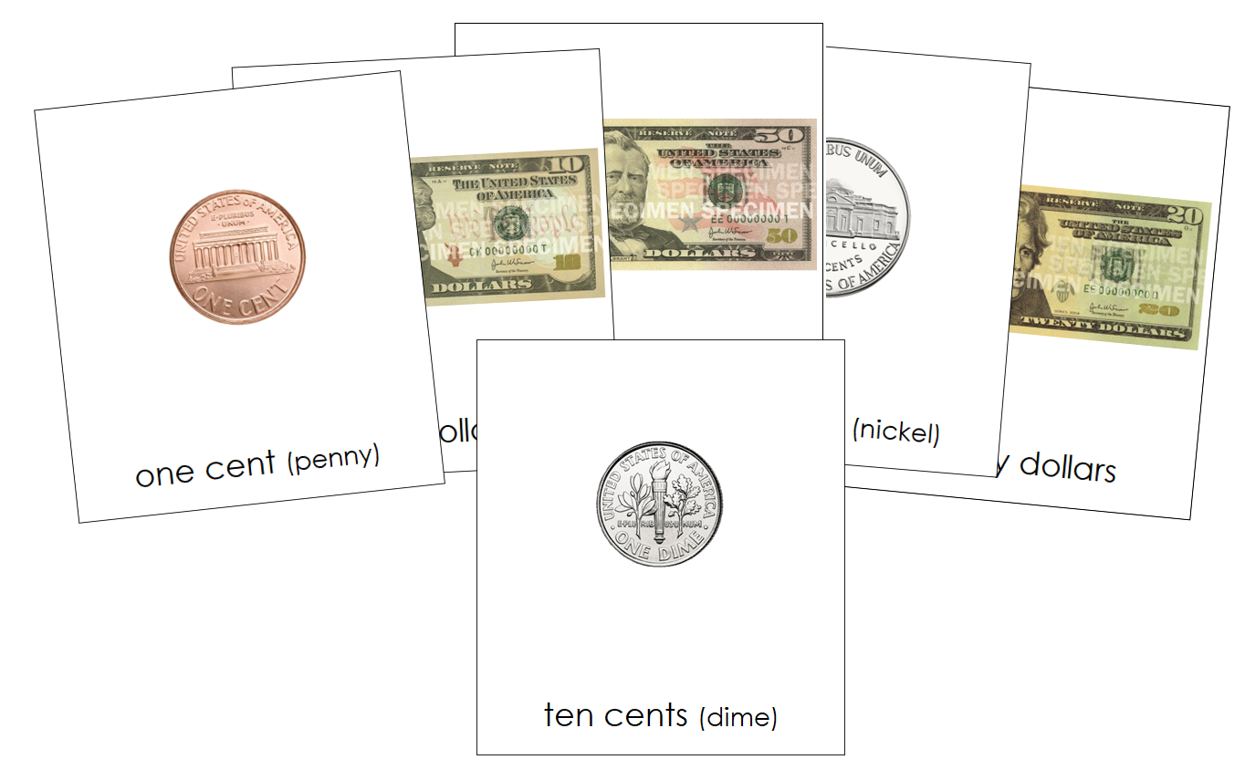 United States Currency 3-Part Cards by Montessori Print Shop
