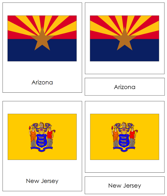 Flags of the United States 3-Part Cards - Montessori Print Shop Digital Download