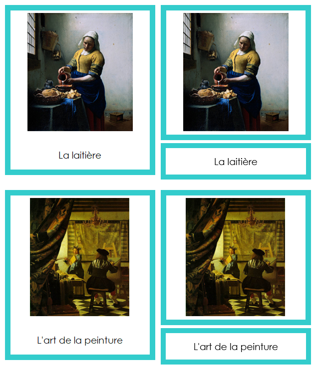 French - Johannes Vermeer Art Cards (borders) - Montessori Print Shop