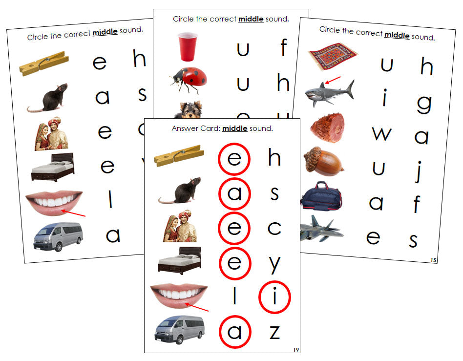 Montessori Step 1: Vowel Sound Choice Cards (photos) - Montessori Print Shop phonics program