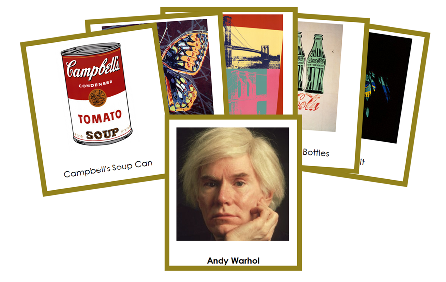Andy Warhol 3-Part Art Cards (color-coded) - Montessori Print Shop Digital Download