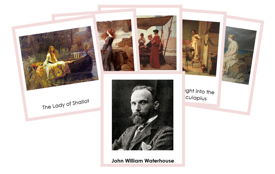 John William Waterhouse 3-Part Art Cards (color-coded) - Montessori Print Shop Digital Download