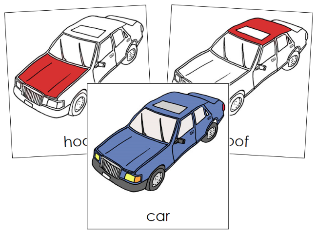 Parts of a Car 3-Part Nomenclature Cards - Montessori Print Shop Digital Download