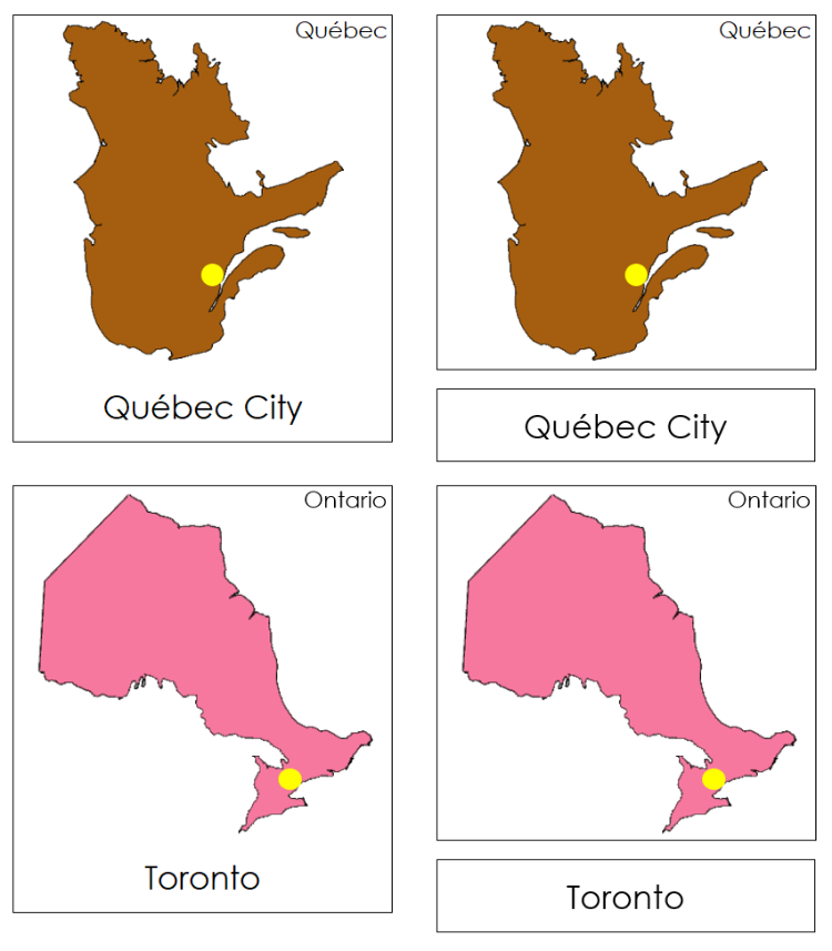 Capital Cities of Canada 3-Part Cards (color-coded) - Montessori Print Shop Digital Download