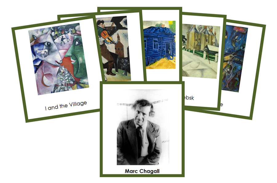Marc Chagall Art Cards (color-coded) - Montessori Print Shop Digital Download