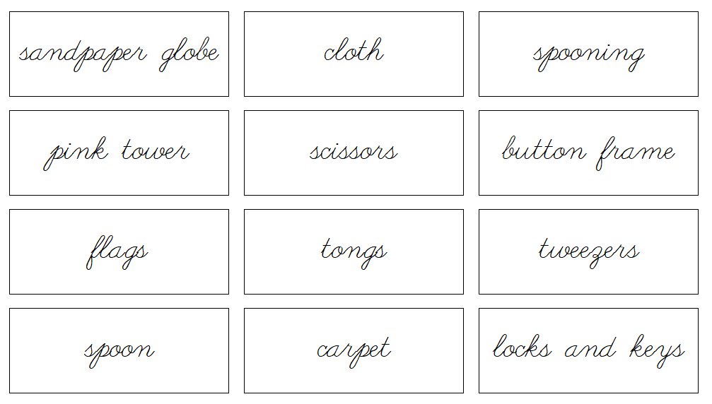 Montessori Environment Labels (Cursive) - Montessori Print Shop