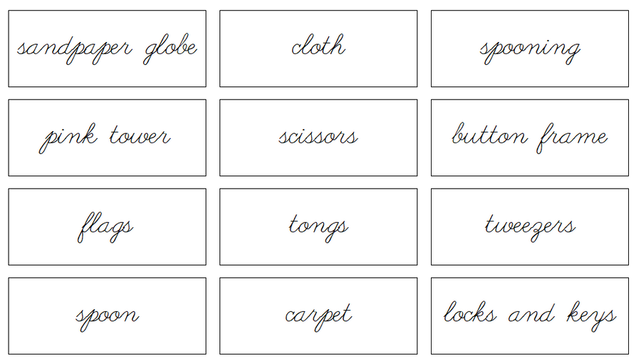 Montessori Environment Labels (Cursive) - Montessori Print Shop