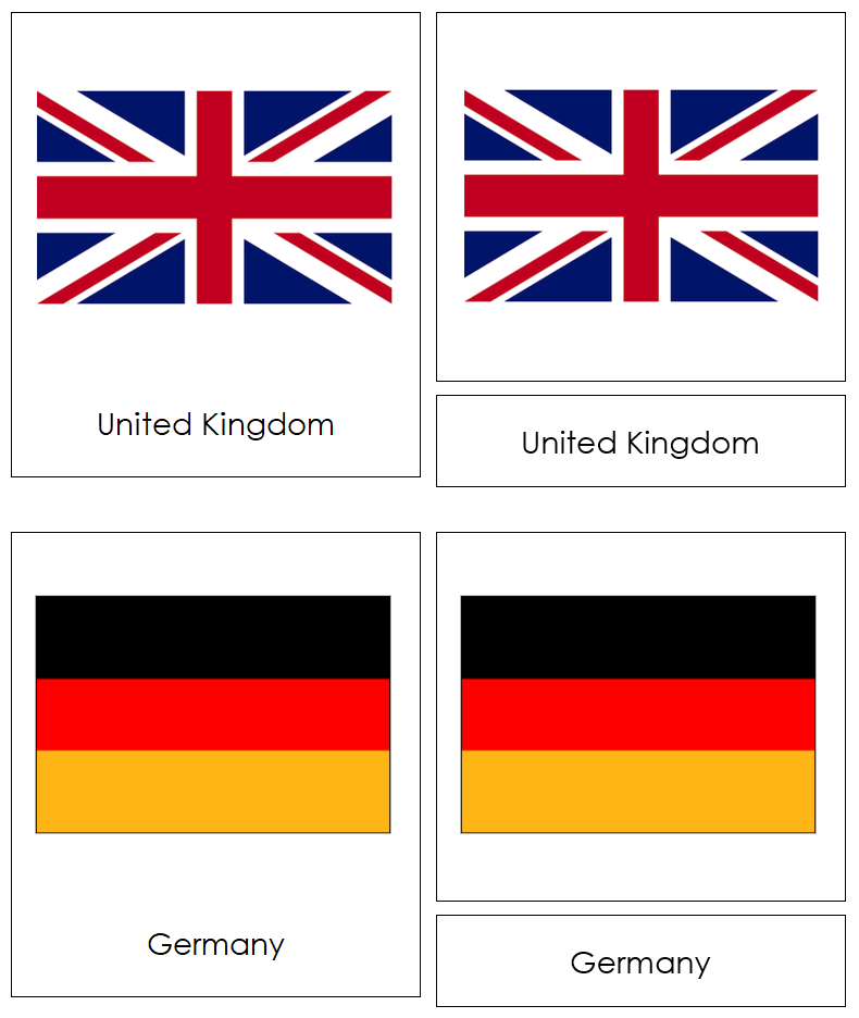 Flags of Europe 3-Part Cards by Montessori Print Shop