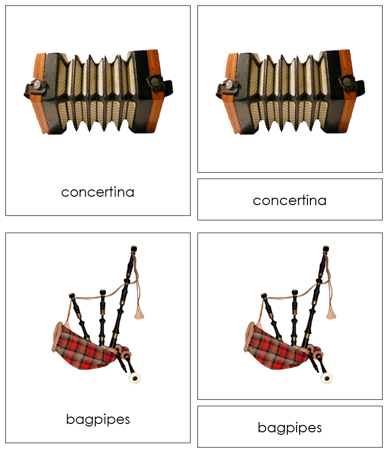 Musical Instruments of Europe 3-Part Cards by Montessori Print Shop