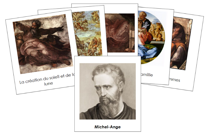 French - Michelangelo Art Cards - Montessori Print Shop Digital Download