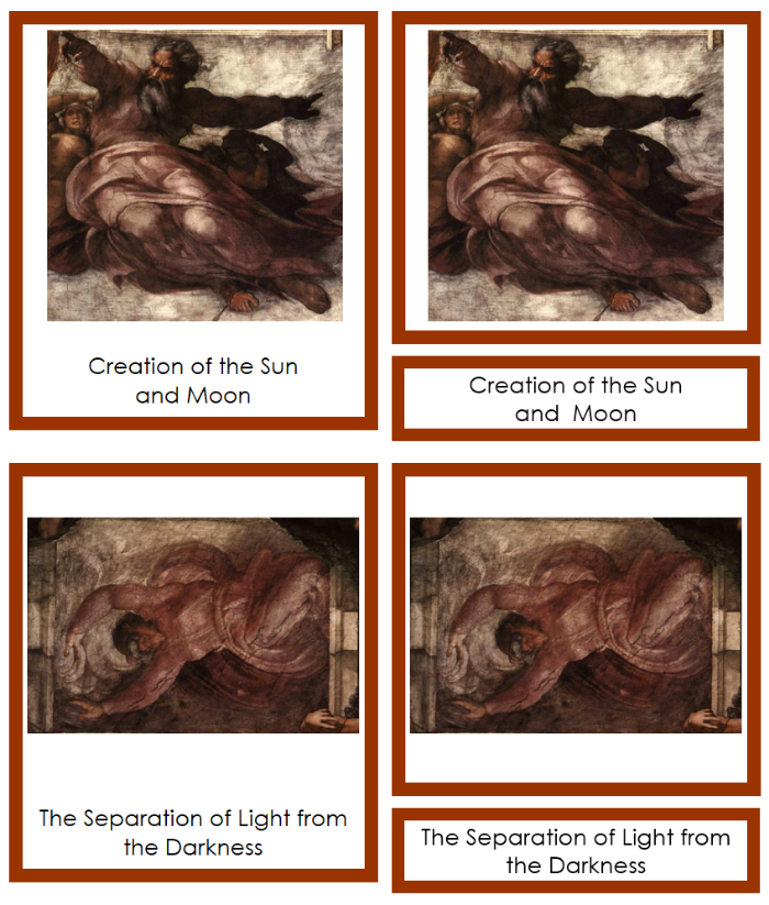 Michelangelo 3-Part Art Cards (color-coded) - Montessori Print Shop Digital Download