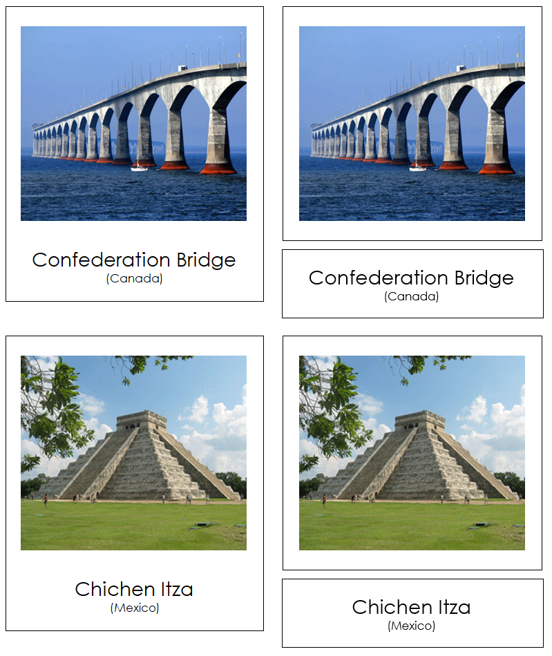 Landmarks of North America 3-Part Cards by Montessori Print Shop