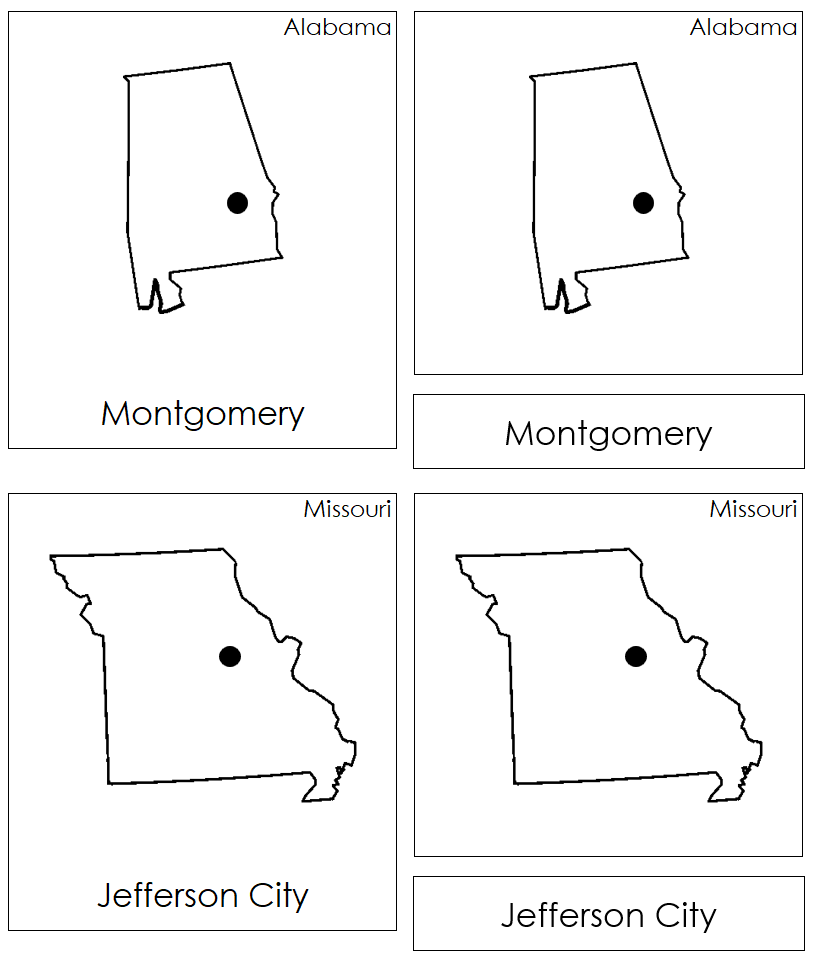 Capital Cities of the United States of America 3-Part Cards by Montessori Print Shop