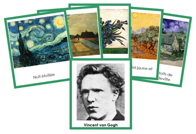 French - Vincent van Gogh Art Cards (color-coded) - Montessori