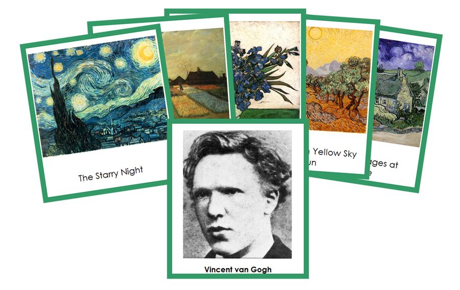 Vincent van Gogh 3-Part Art Cards (color-coded) - Montessori Print Shop Digital Download