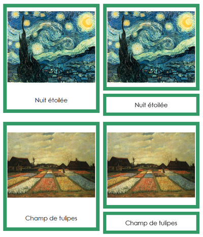 French - Vincent van Gogh Art Cards (color-coded) - Montessori
