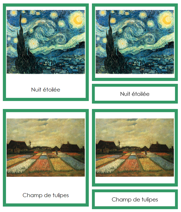 French - Vincent van Gogh Art Cards (borders) - Montessori Print Shop