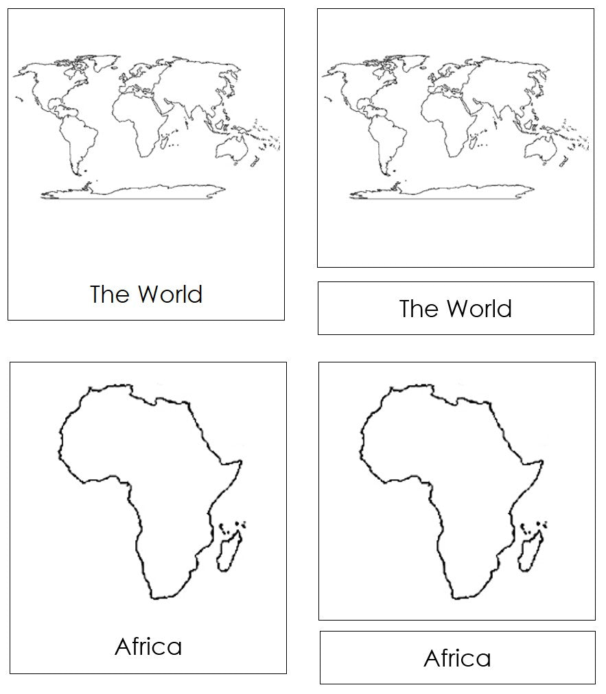 continent cards - montessori print shop digital download