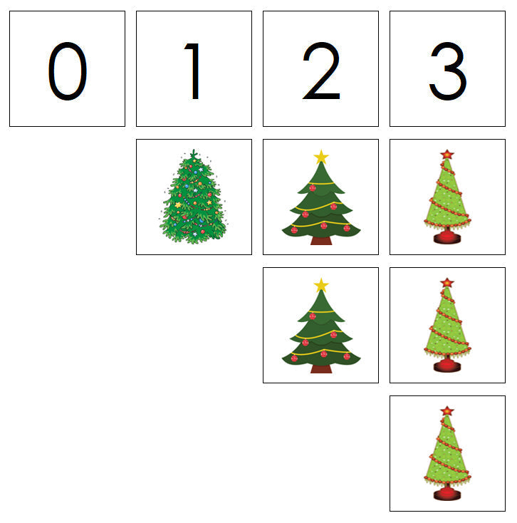 Number Cards & Christmas Tree Counters - Montessori Print Shop Math 