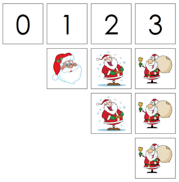 3 Santa Numbers Number Cards & Santa Counters - Montessori Print Shop Digital Download