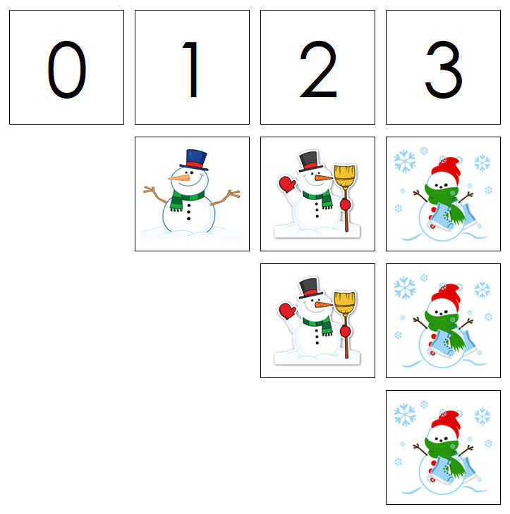 Number Cards & Snowman Counters - Montessori Print Shop Math 