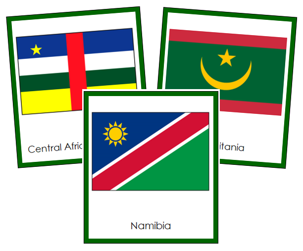 African Flags - Montessori continent cards