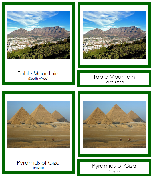 African Landmarks - Montessori continent cards