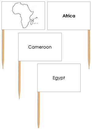 Africa Map Labels: Pin Flags - Montessori Print Shop