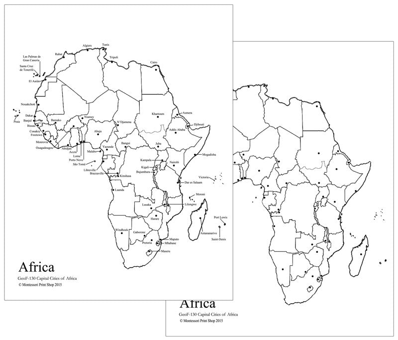 African Capital Cities Map - Montessori Print Shop
