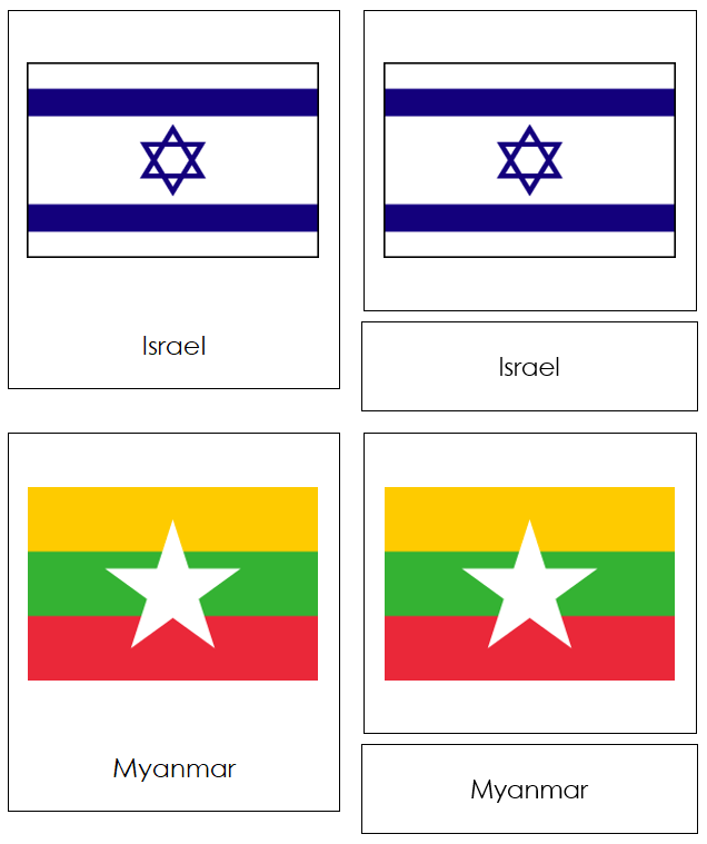 Asian Flags - Montessori continent cards