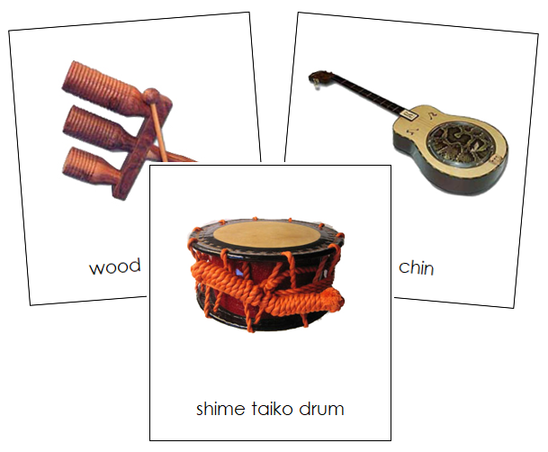 Asian Musical Instruments - Montessori geography cards