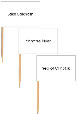 Asian Waterways: Pin Flags - Montessori Print Shop geography materials