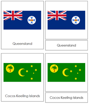 Australian Flags - Montessori Geography Cards