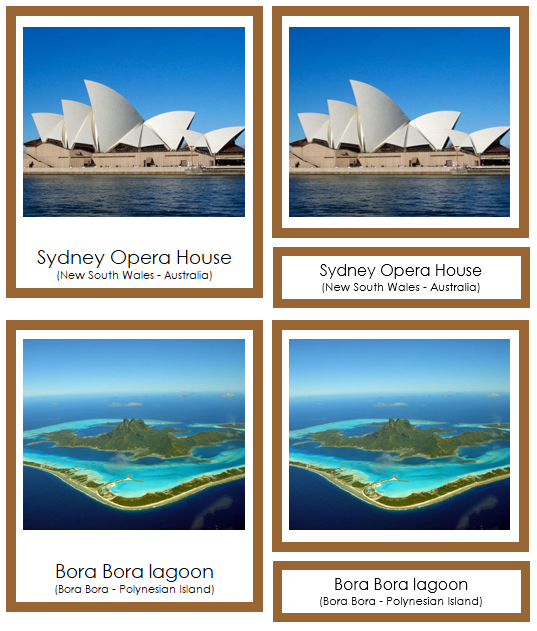 Australian/Oceanian Landmarks - Montessori continent cards