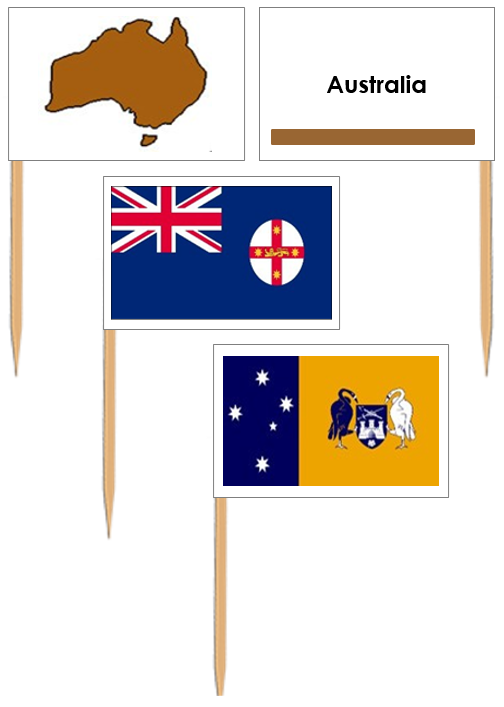 Flags of Australia: Pin Flags (color) - Montessori Print Shop geography materials