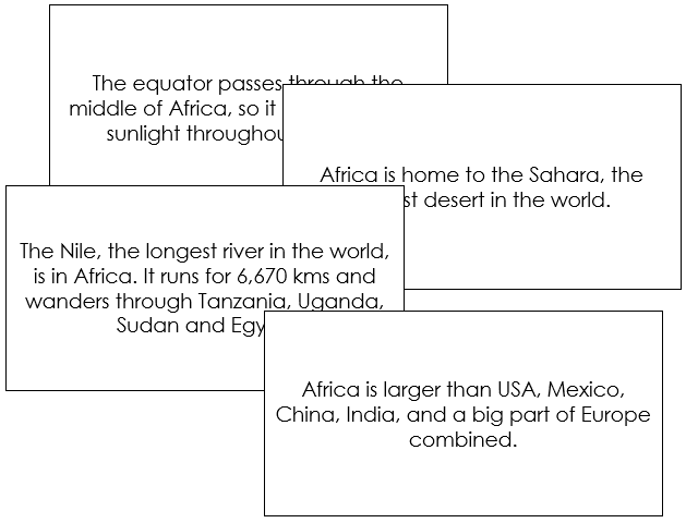 Africa Fun Facts - Montessori geography cards