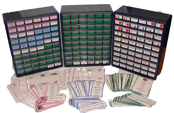 Montessori Pink Blue Green Language Series Tower Labels - Montessori Print Shop