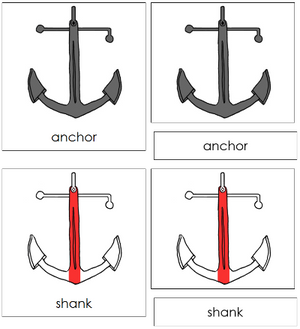 Anchor Nomenclature 3-Part Cards (red) - Montessori Print Shop