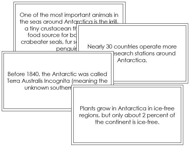 Antarctica Fun Facts - Montessori geography cards
