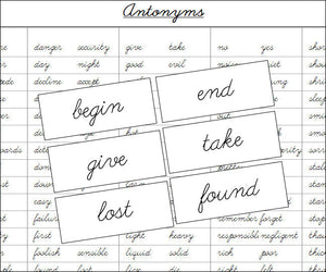 Antonyms (cursive) - Montessori Print Shop Grammar Lesson