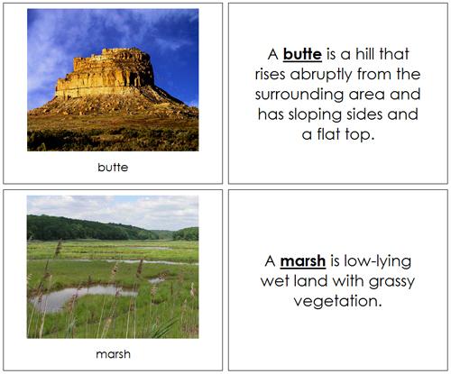 Land & Water Form Cards - Montessori geography materials