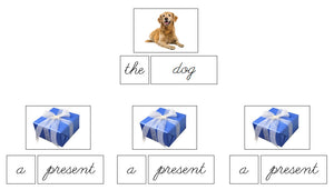 Article Lesson (Cursive) - Montessori Print Shop Grammar Lesson