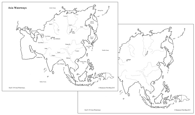 Asian Waterways Map - Montessori Print Shop geography materials