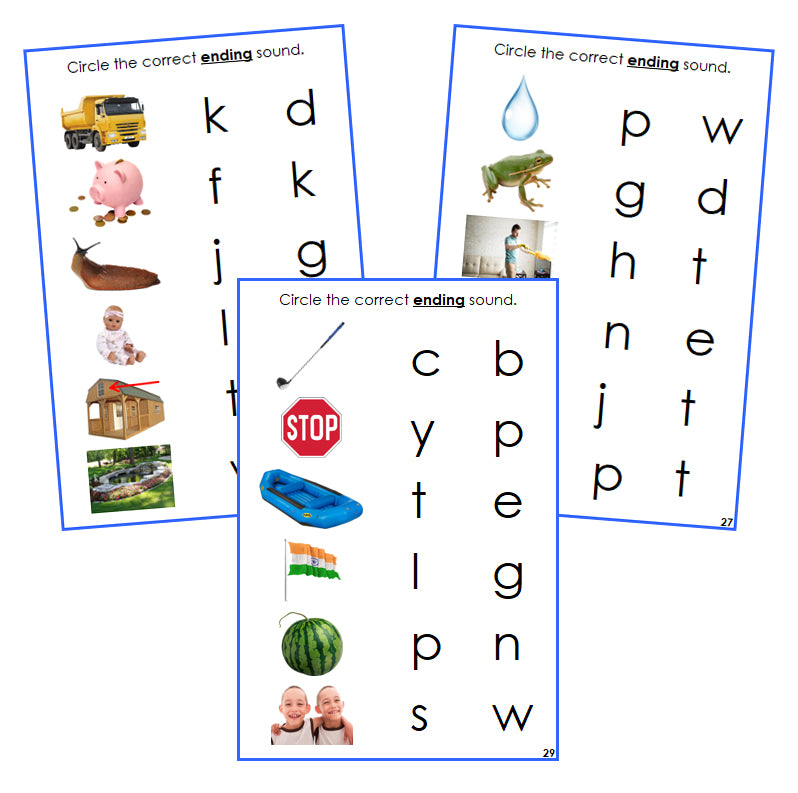 Blue Ending Sound Choice Cards (photos) - Montessori Print Shop language program