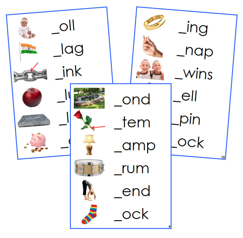Blue Initial Sound Cards (photos) - Montessori Print Shop phonetic language program