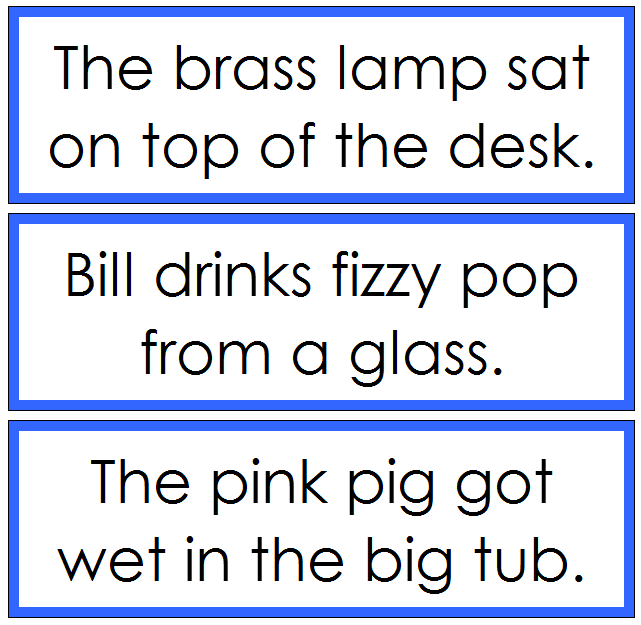 Blue Sentence Cards Set 2 - Montessori language cards
